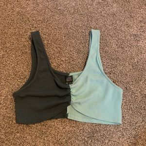 Summer wear dress up dress down crop tank top.